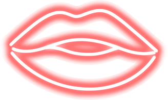 Red lip neon glow in the dark