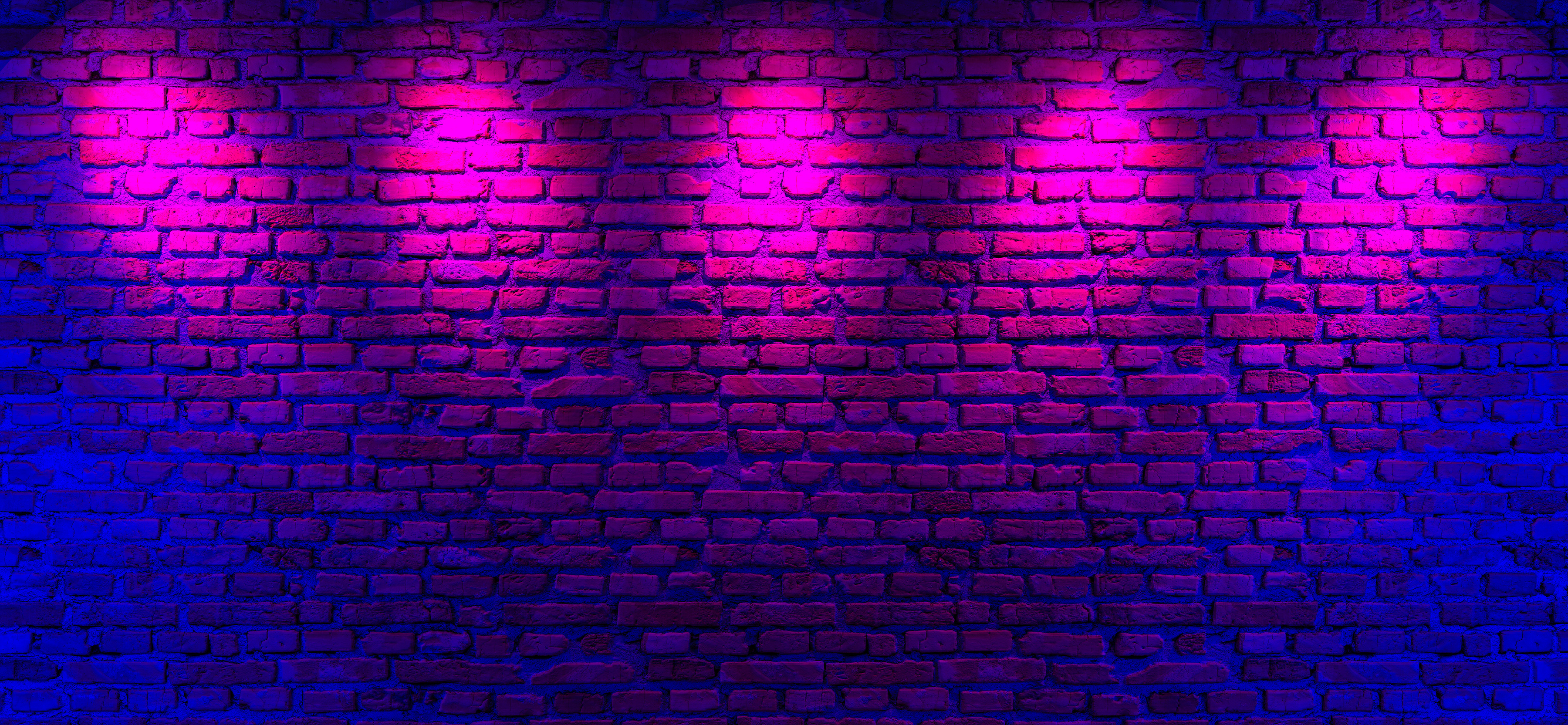 Brick Walls and Neon Light Background. Brick Walls, Neon Rays and Glow