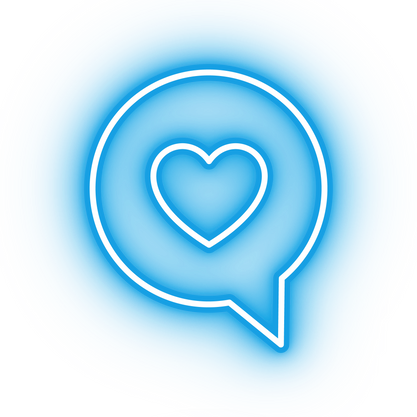 Neon blue love speech icon