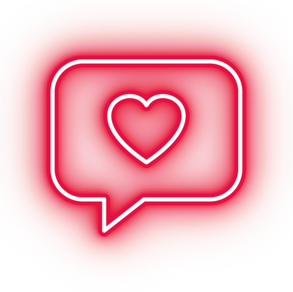 Neon red speech bubble icon