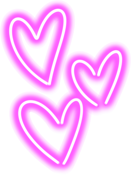 Pink neon three loves decoration