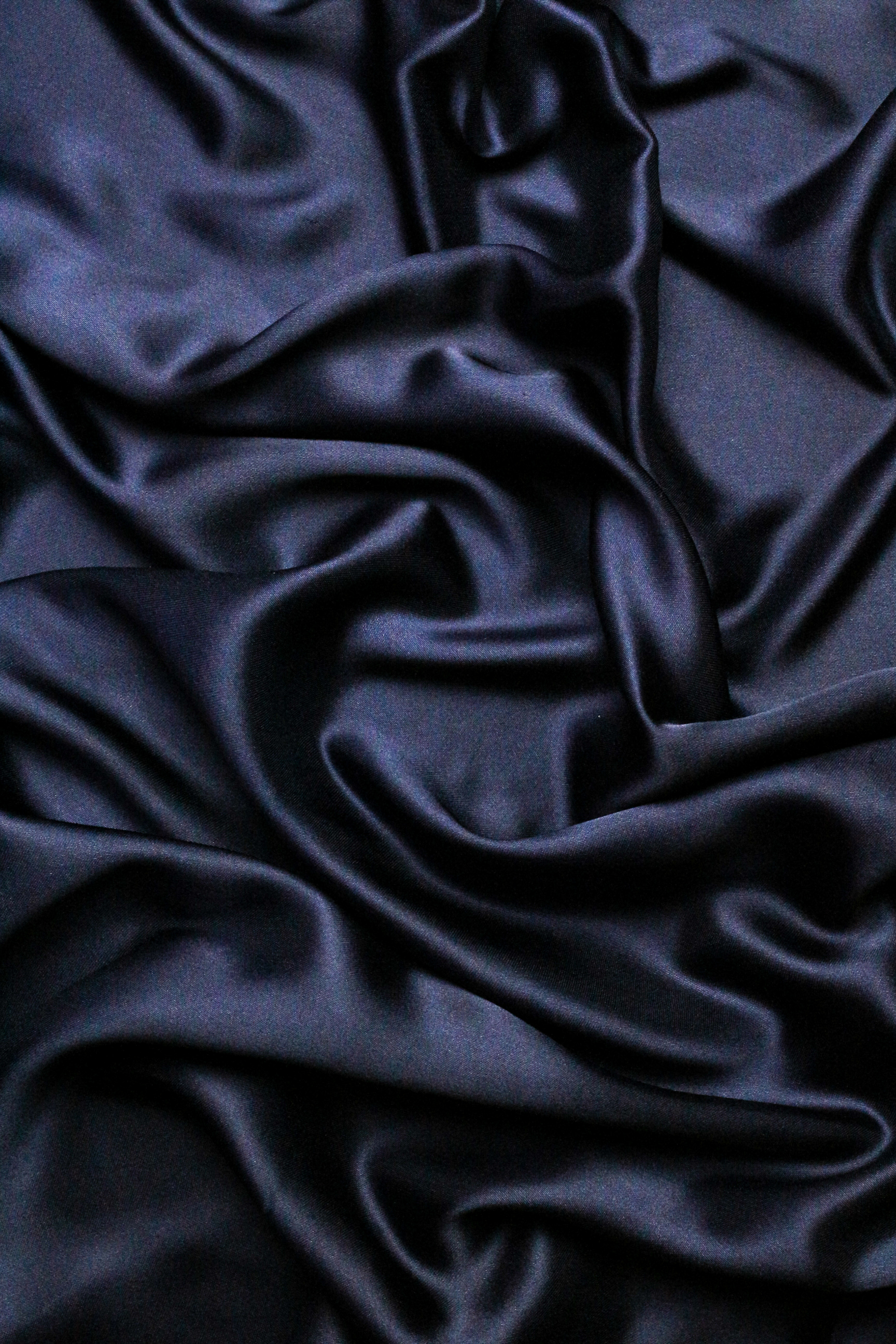 Close-up of a Black Satin Fabric 